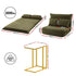Artiss Floor Lounge Sofa Bed Folding Chaise Chair Green & Coffee Table Side Table Marble Effect