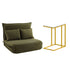 Artiss Floor Lounge Sofa Bed Folding Chaise Chair Green & Coffee Table Side Table Marble Effect