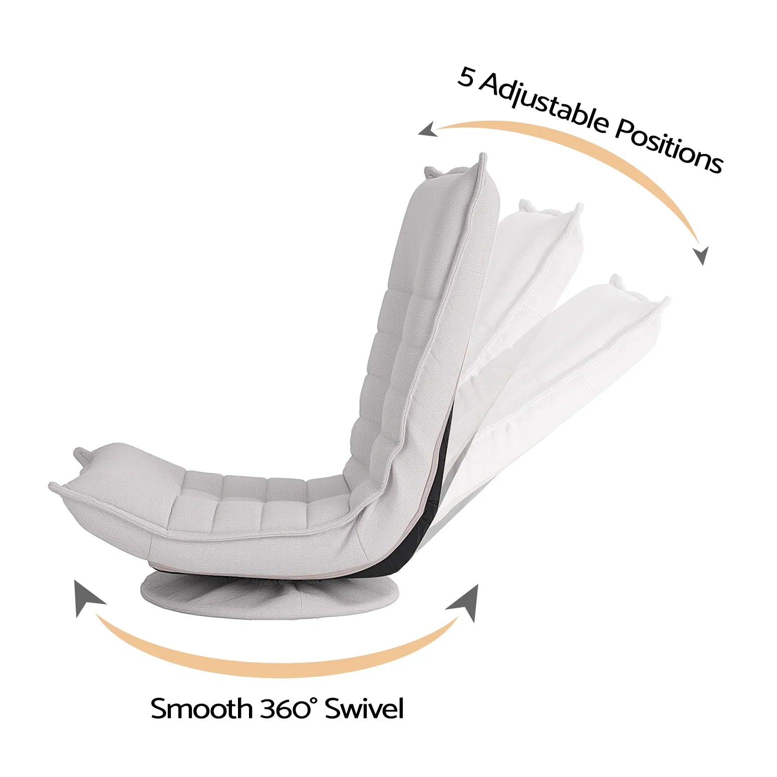 Swivel Floor Chair 5 Adjustable Foldable Lounge Seat Floor Sofa Chair Grey