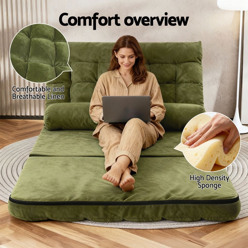 Artiss Lounge Sofa Bed 2 seater Green Fabric