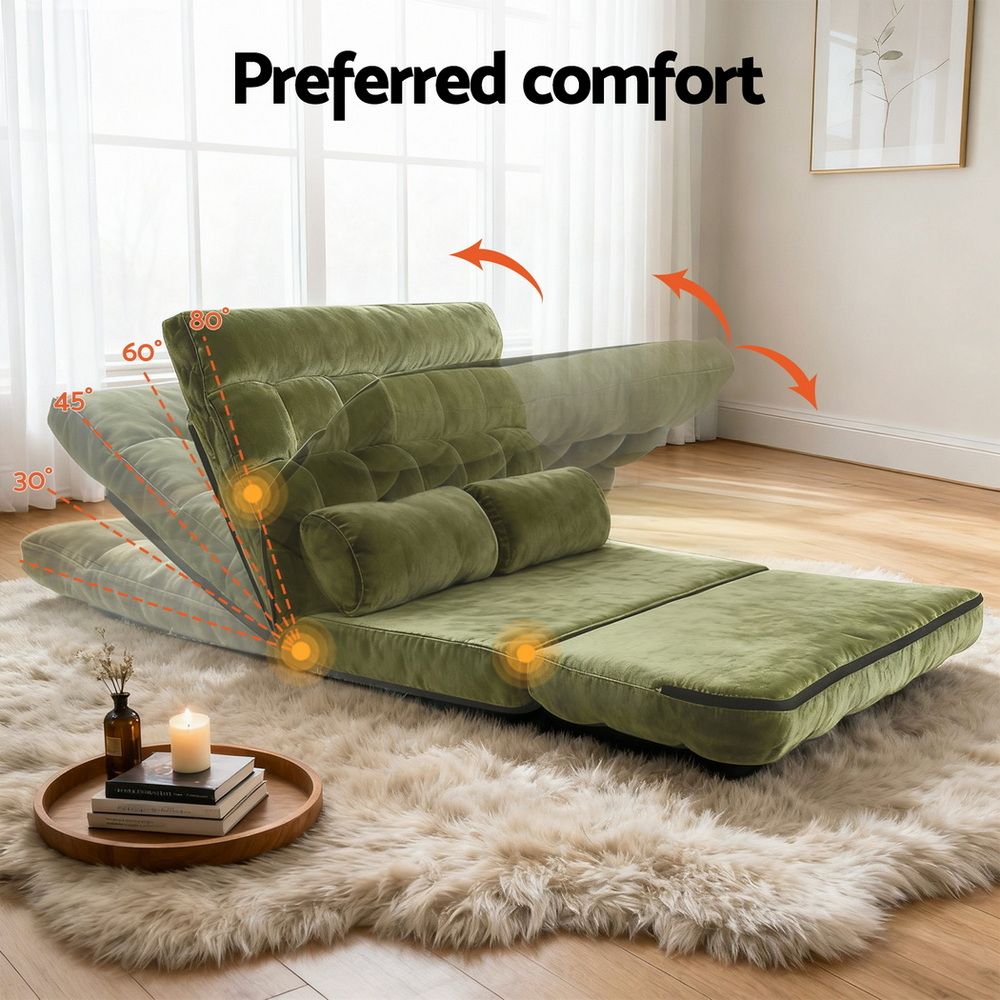 Artiss Lounge Sofa Bed 2 seater Green Fabric