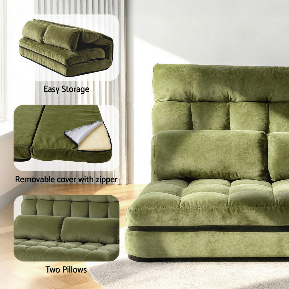Lounge Sofa Bed 2 seater Green Fabric