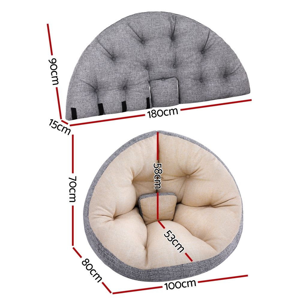 4 in 1 Foldable Floor Lounge Sofa Bed Chair Beige