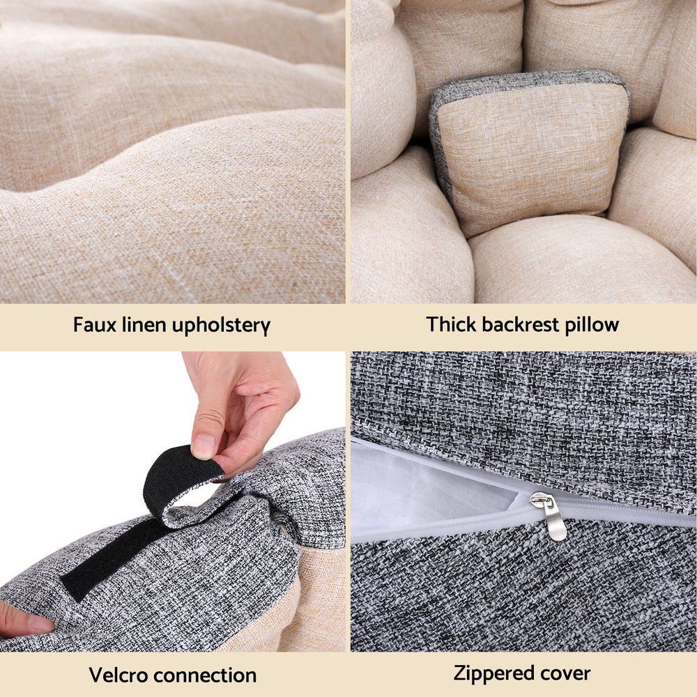 4 in 1 Foldable Floor Lounge Sofa Bed Chair Beige