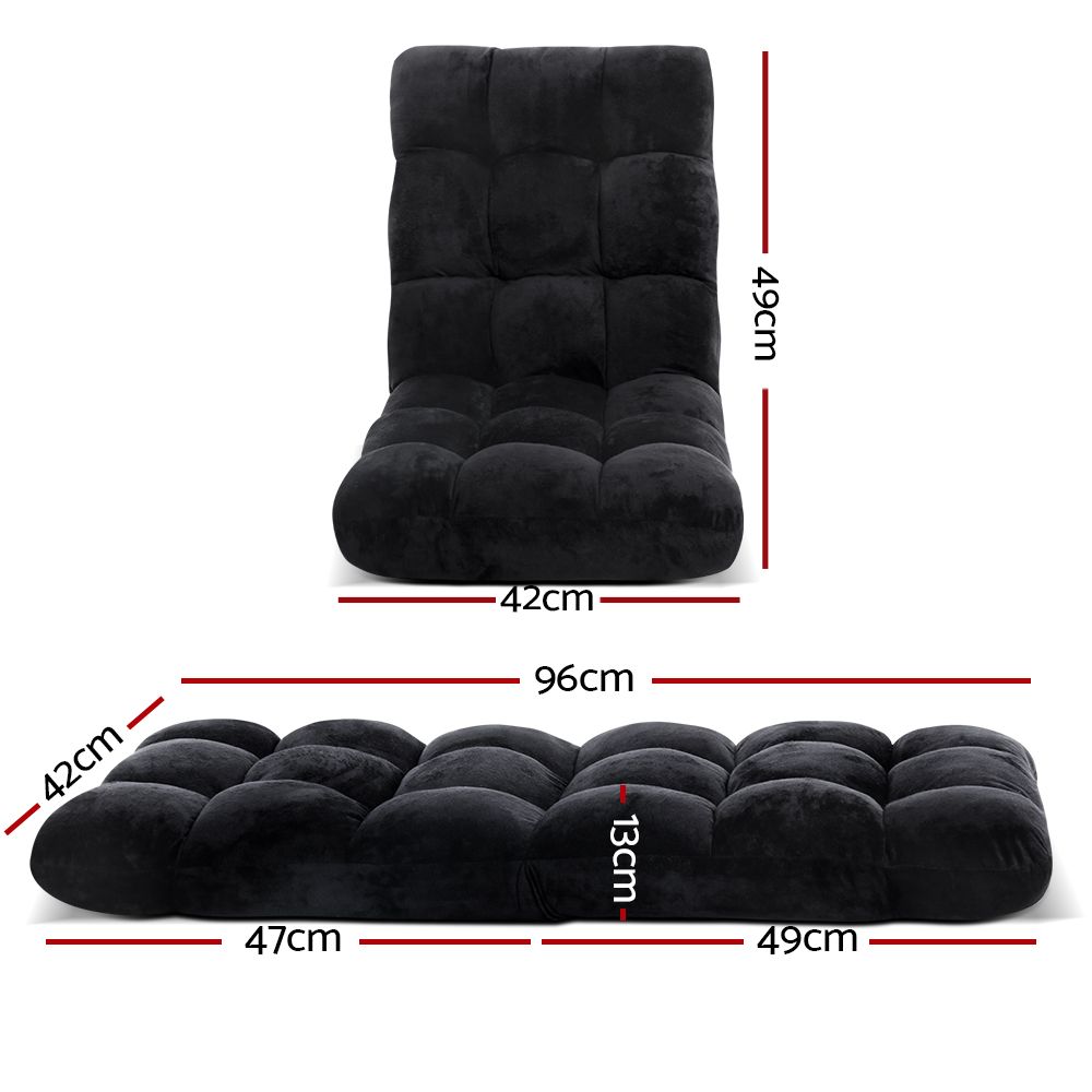 14-Position Folding Lounge Sofa Chair Adjustable Floor Recliner Black