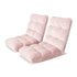 2PCS Floor Lounge Sofa Bed Flannel Fabric Pink