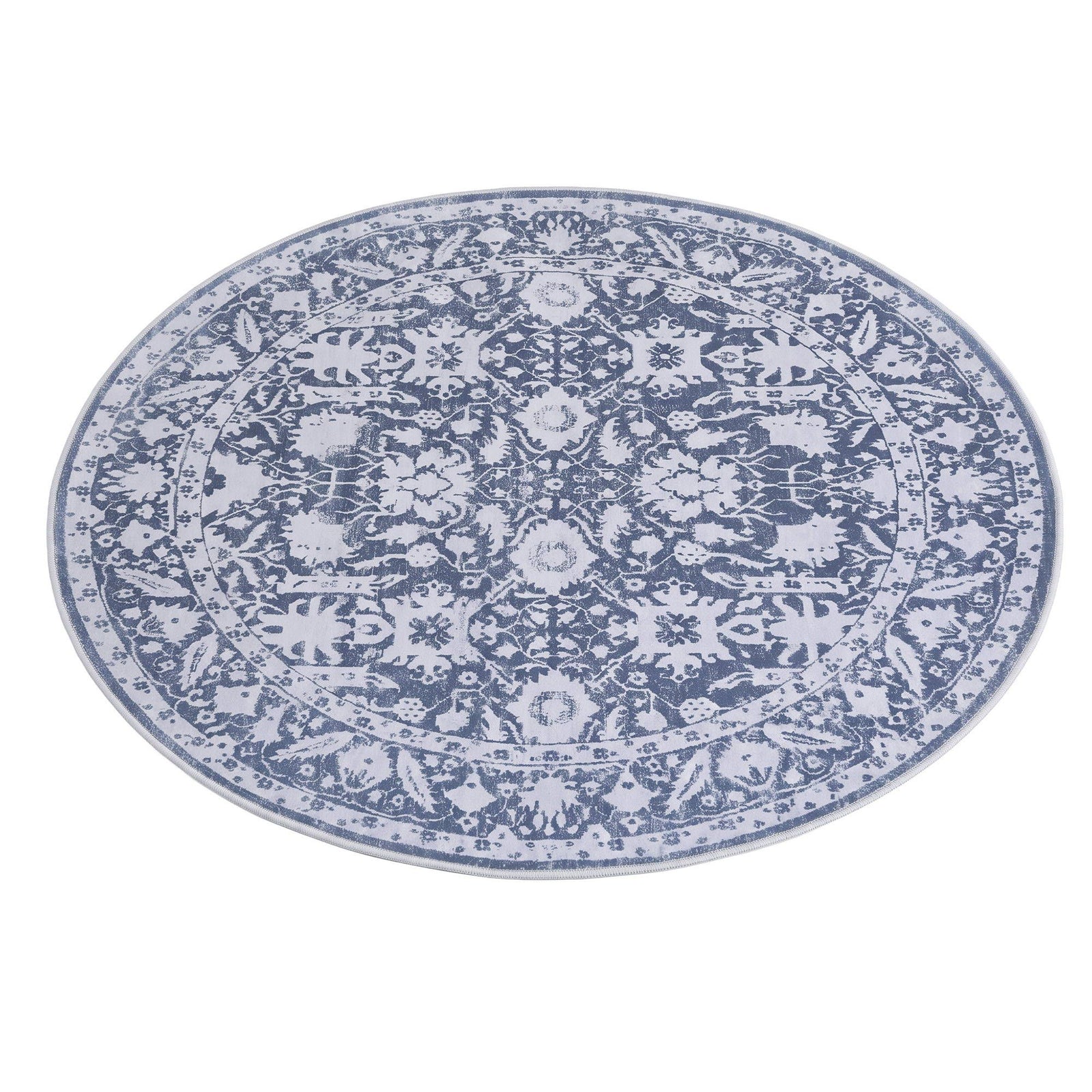 Artiss 120 cm Roung Rugs for Living Room Pad-Free Dense Dot Backing Stops Slipping & Robot Vacuum Friendly, Vintage Carpet for Reading Nook Dining Area, 100% Polyester Washable