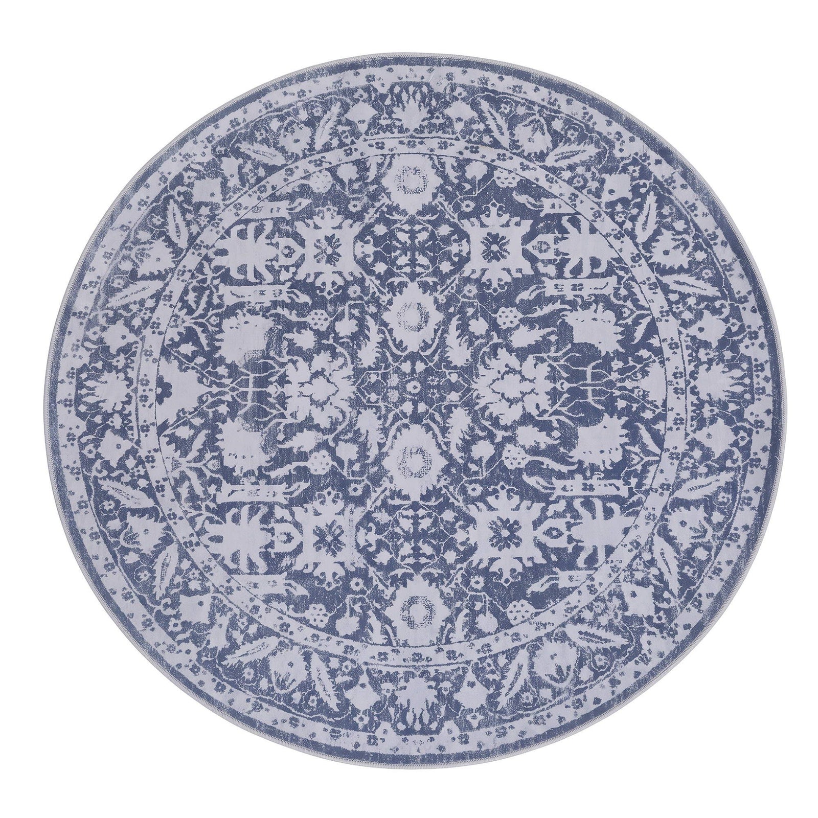 Artiss 120 cm Roung Rugs for Living Room Pad-Free Dense Dot Backing Stops Slipping & Robot Vacuum Friendly, Vintage Carpet for Reading Nook Dining Area, 100% Polyester Washable