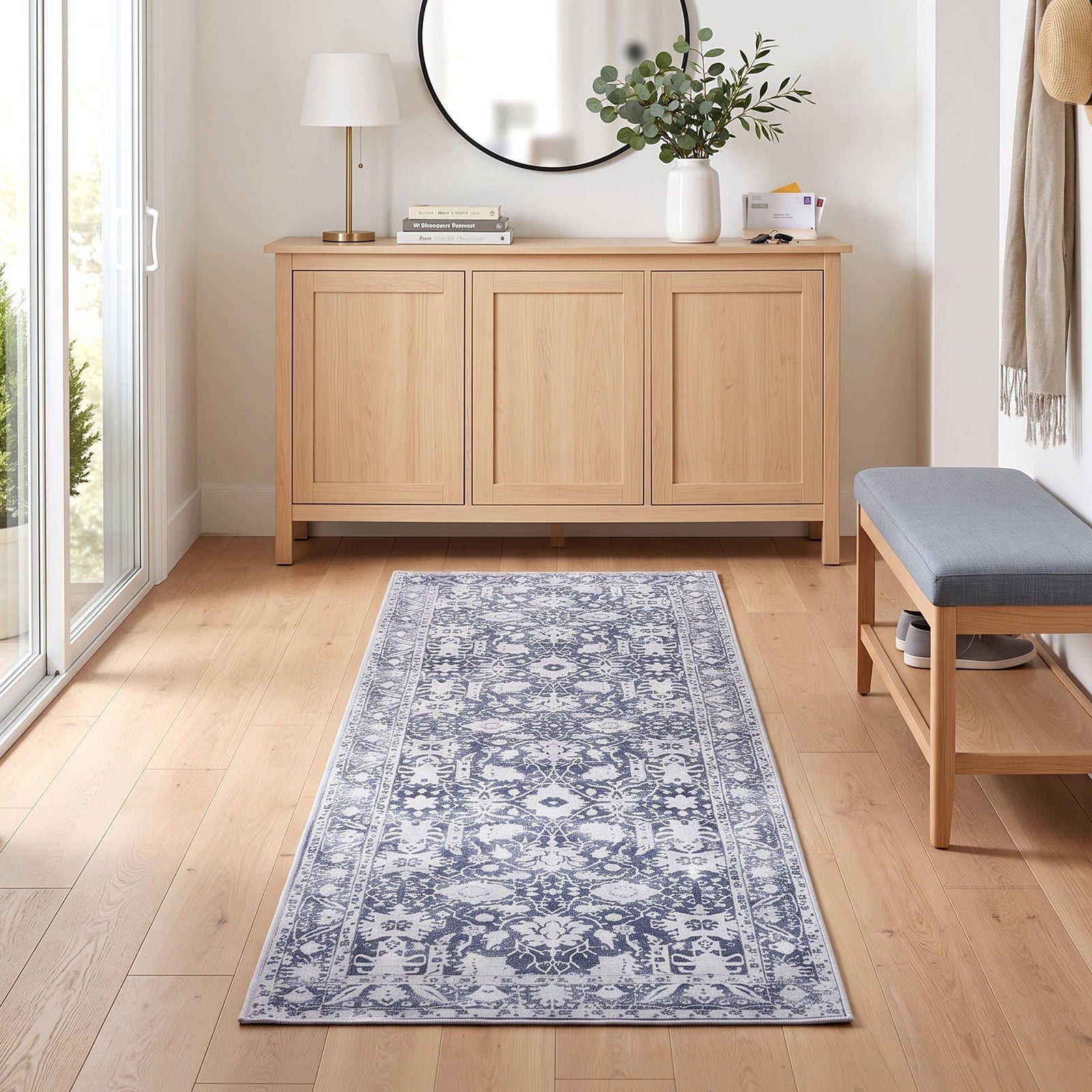 60 x 180 cm Runner Rugs for Hallway Bedroom Pad-Free Dense Dot Backing Stops Slipping & Robot Vacuum Friendly, Vintage Carpet for Reading Nook Dining Area, 100% Polyester Washable