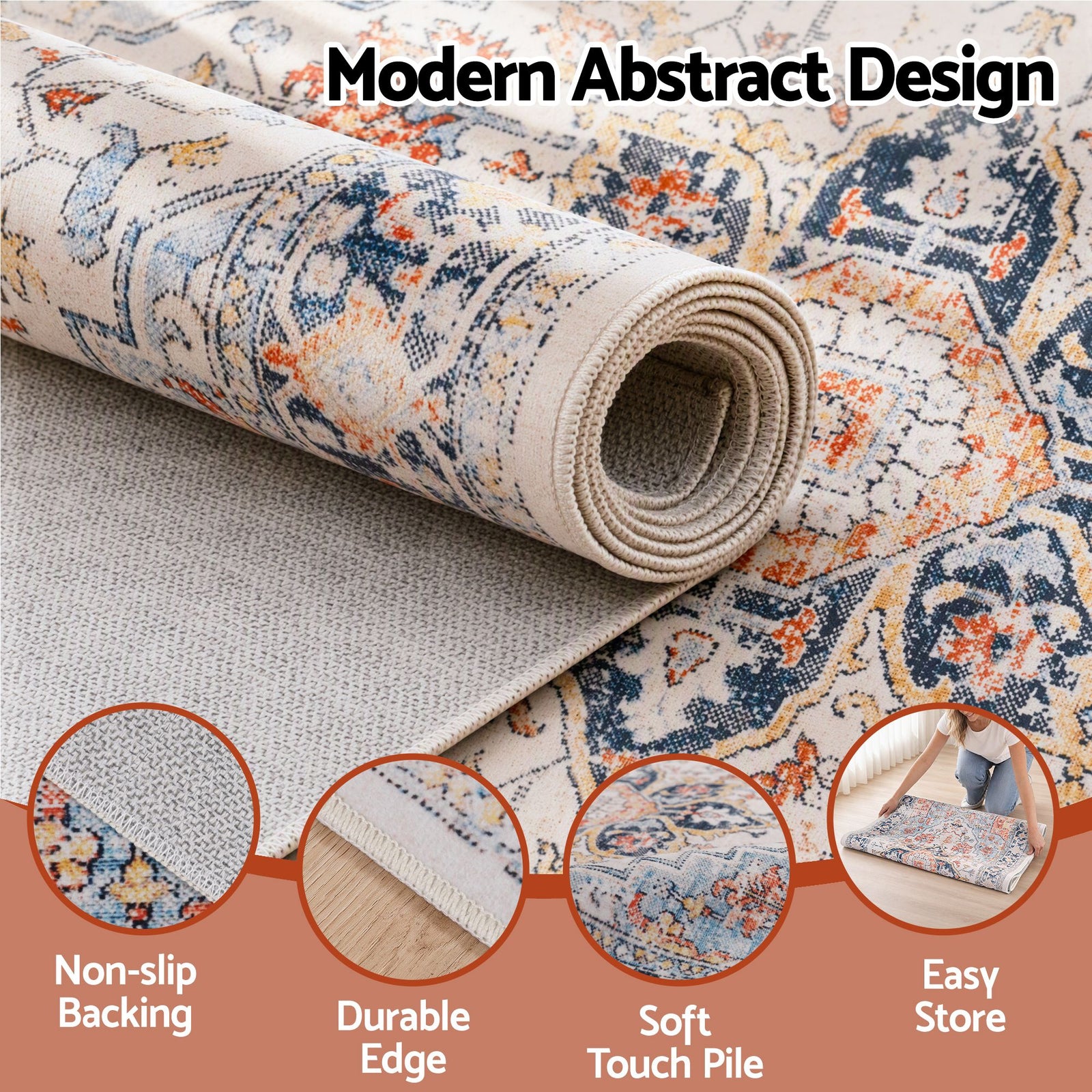 60 x 120 cm Runner Rugs For Living Room No Heavy Rubber Crease-Free Foldable Design For Kitchen Entryway And Bedroom 100% Polyester Water-repellent Resistant Non-Shedding