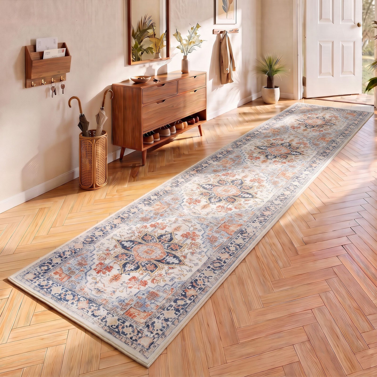 60 x 300 cm Runner Rugs For Living Room No Heavy Rubber Crease-Free Foldable Design For Kitchen Entryway And Bedroom 100% Polyester Water-repellent Resistant Non-Shedding