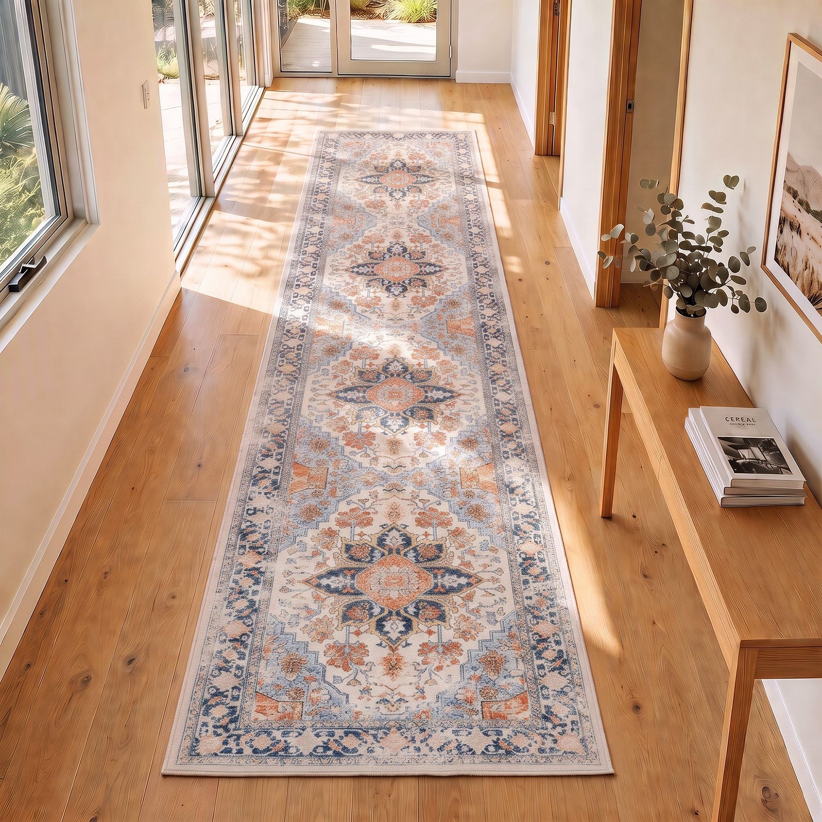 60 x 300 cm Runner Rugs For Living Room No Heavy Rubber Crease-Free Foldable Design For Kitchen Entryway And Bedroom 100% Polyester Water-repellent Resistant Non-Shedding