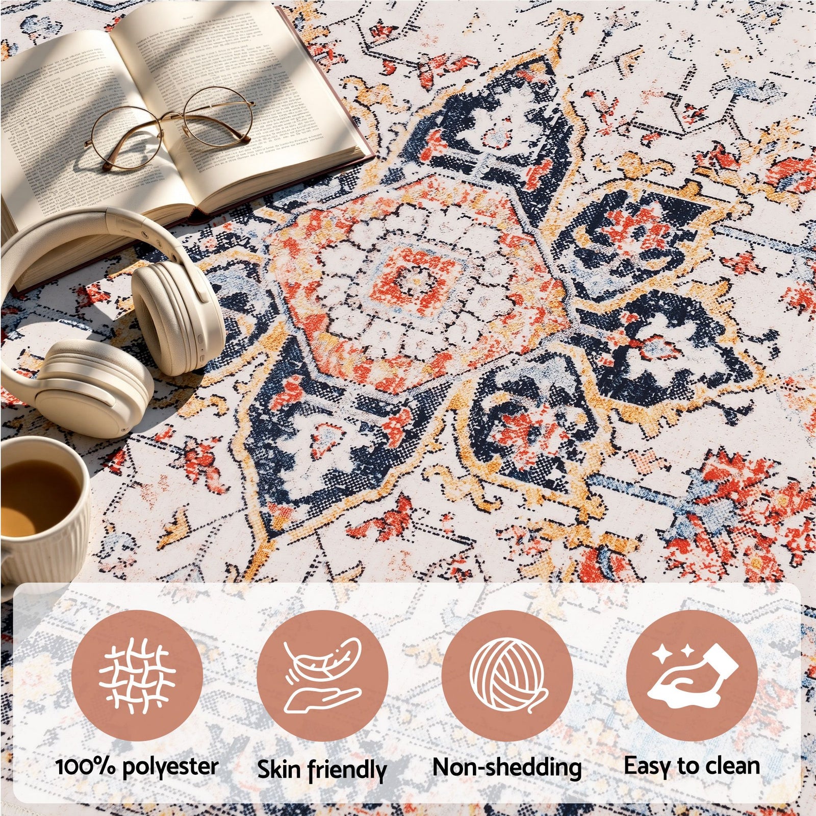 80 x 180 cm Runner Rugs For Living Room No Heavy Rubber Crease-Free Foldable Design For Kitchen Entryway And Bedroom 100% Polyester Water-repellent Resistant Non-Shedding