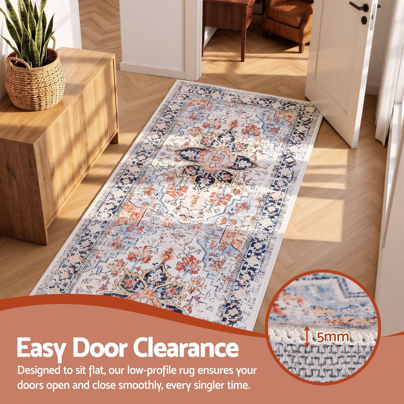 80 x 180 cm Runner Rugs For Living Room No Heavy Rubber Crease-Free Foldable Design For Kitchen Entryway And Bedroom 100% Polyester Water-repellent Resistant Non-Shedding