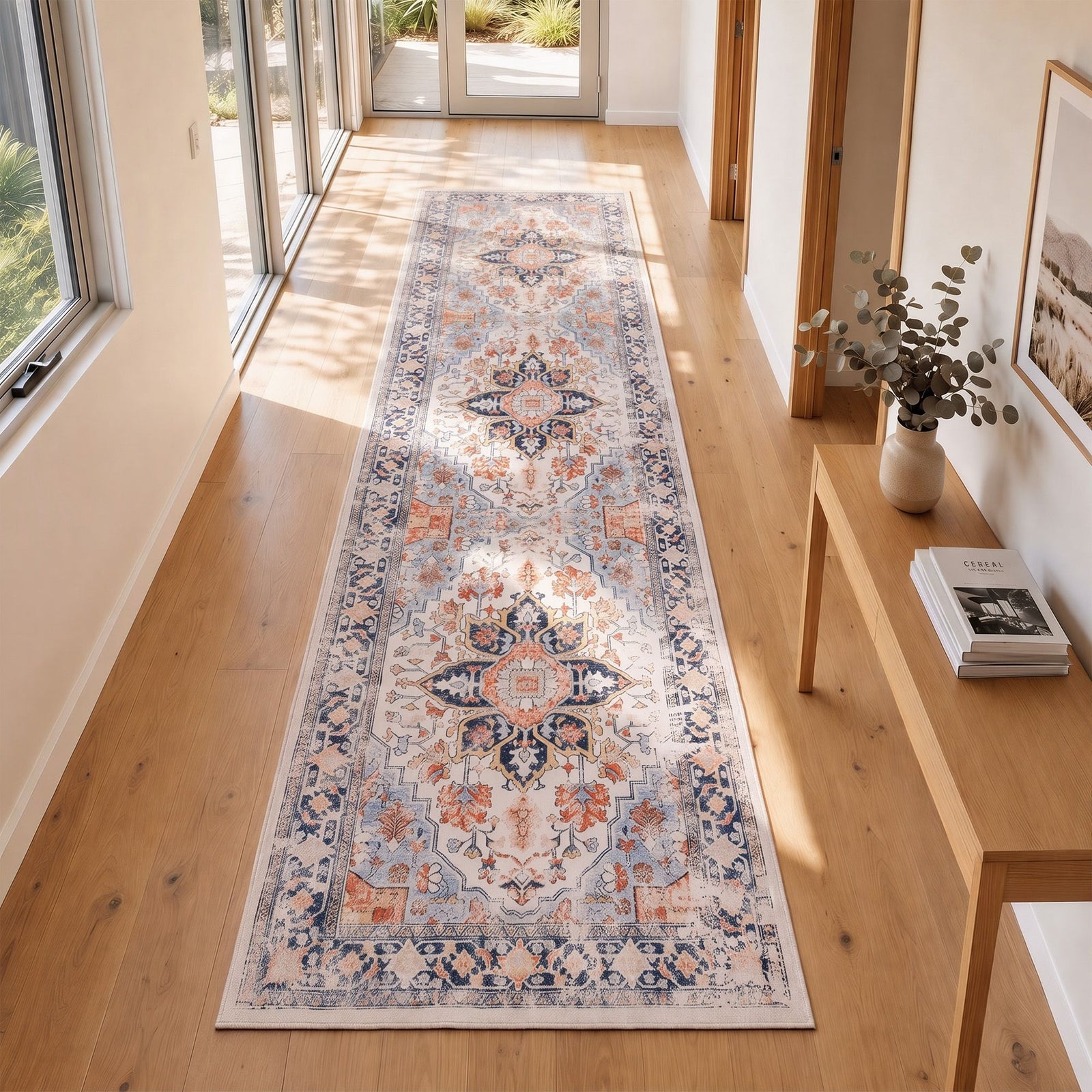 80 x 300 cm Runner Rugs For Living Room No Heavy Rubber Crease-Free Foldable Design For Kitchen Entryway And Bedroom 100% Polyester Water-repellent Resistant Non-Shedding