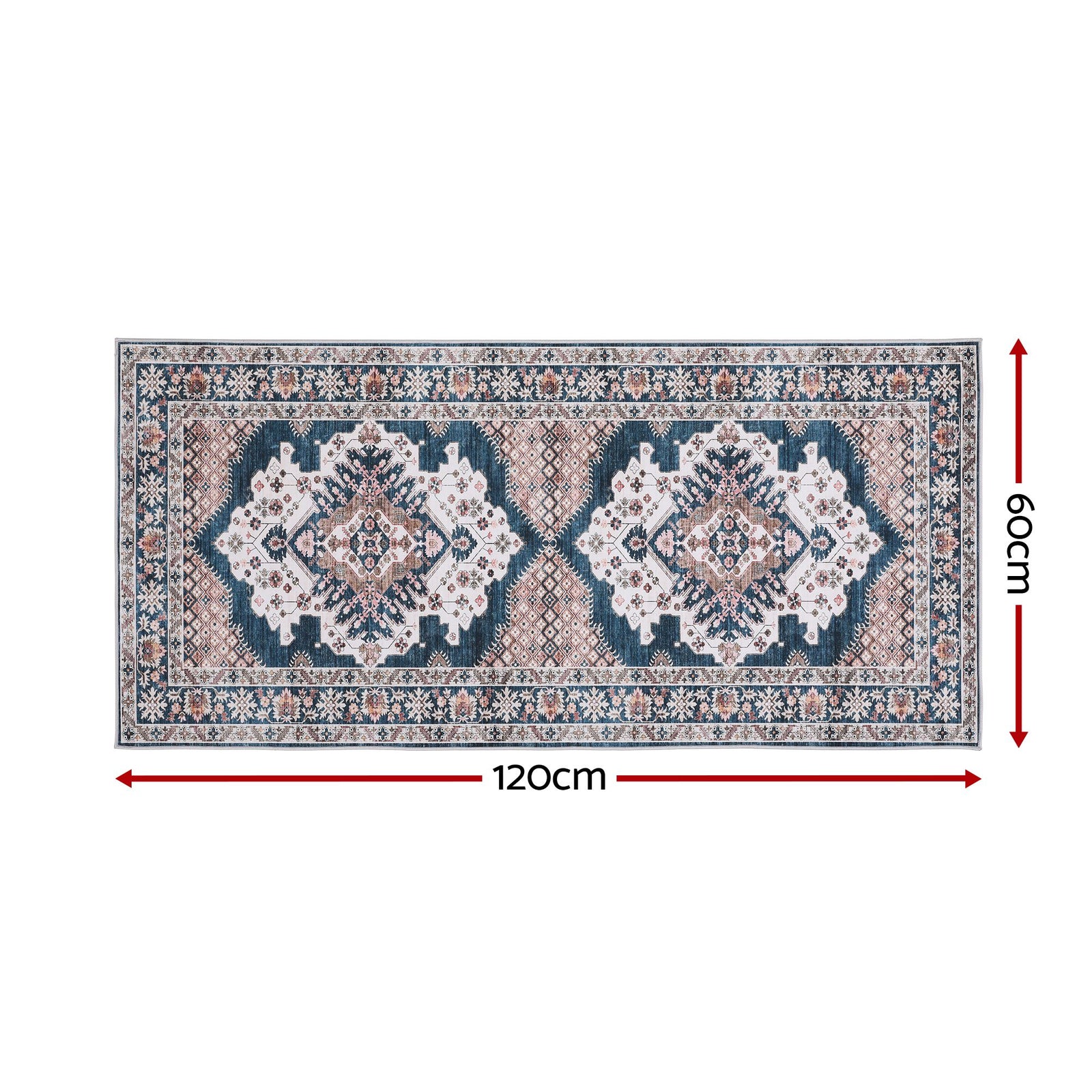 60 x 120 cm Washable Runner Area Rug No Hard Glue Quilt-Like Soft for Home Decor, 0.5cm Ultra-Thin Pet Friendly Bohemian Medallion Bedroom Carpet