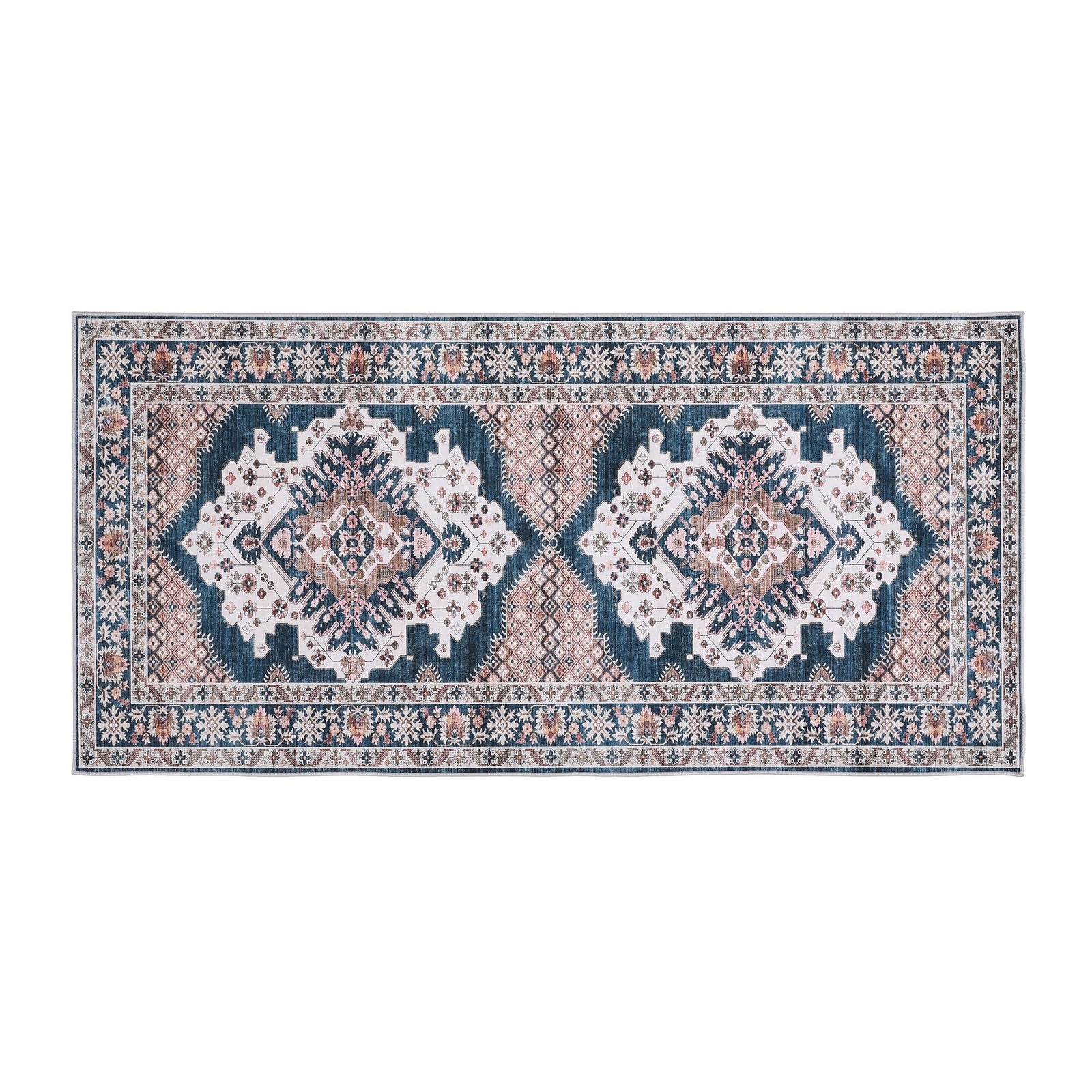 60 x 120 cm Washable Runner Area Rug No Hard Glue Quilt-Like Soft for Home Decor, 0.5cm Ultra-Thin Pet Friendly Bohemian Medallion Bedroom Carpet