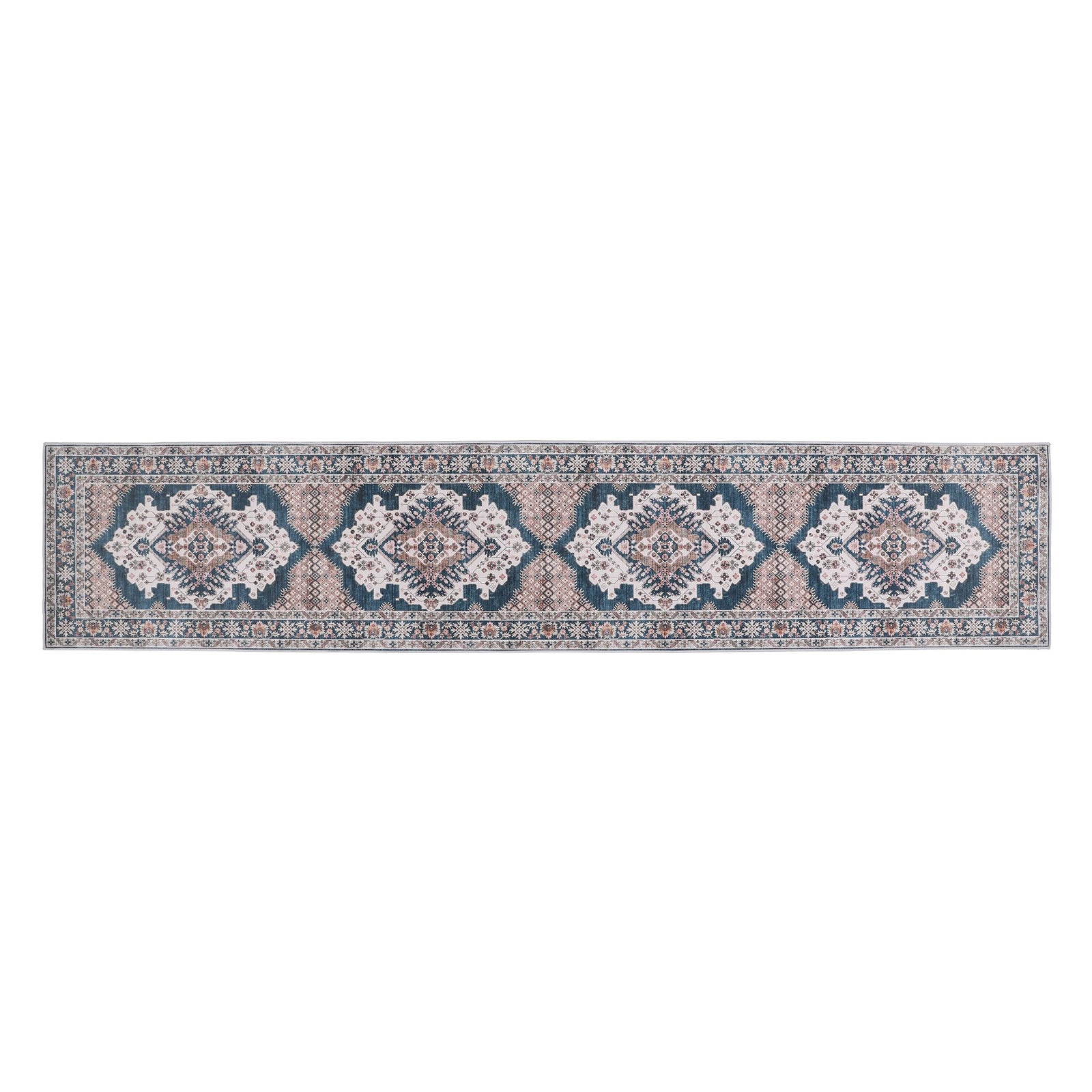 60 x 300 cm Washable Runner Area Rug No Hard Glue Quilt-Like Soft for Home Decor, 0.5cm Ultra-Thin Pet Friendly Bohemian Medallion Bedroom Carpet