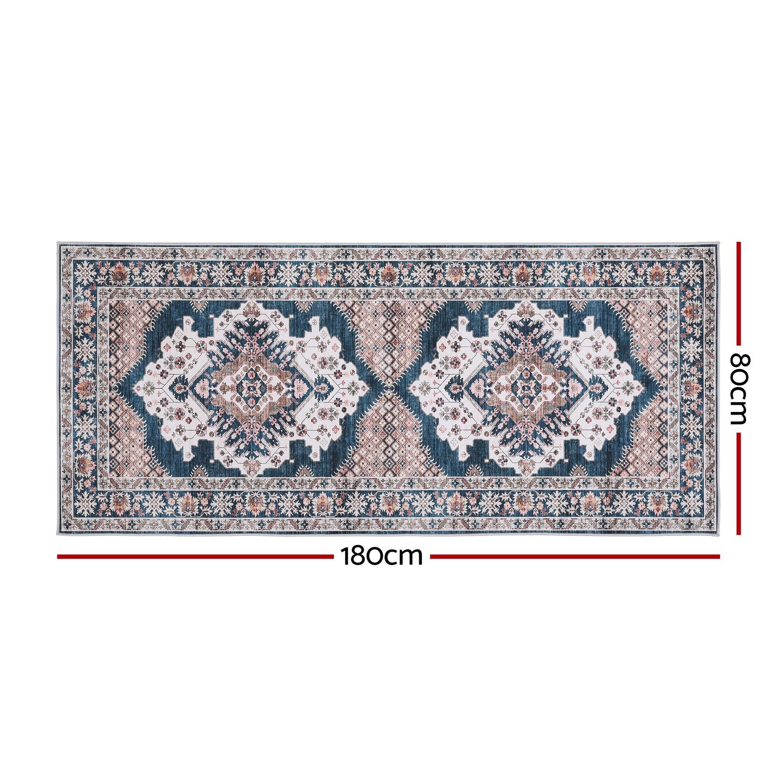 80 x 180 cm Washable Runner Area Rug No Hard Glue Quilt-Like Soft for Home Decor, 0.5cm Ultra-Thin Pet Friendly Bohemian Medallion Bedroom Carpet