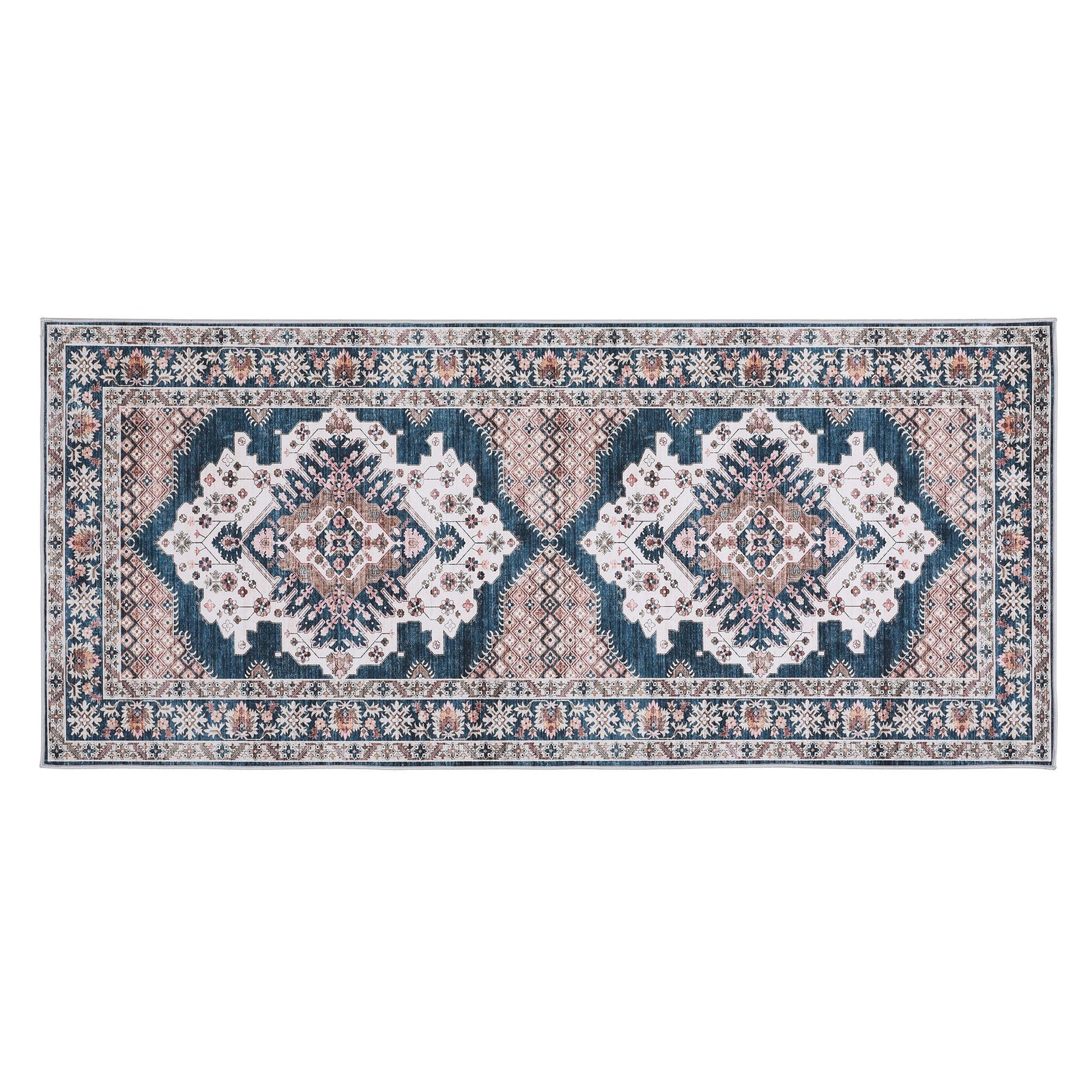 80 x 180 cm Washable Runner Area Rug No Hard Glue Quilt-Like Soft for Home Decor, 0.5cm Ultra-Thin Pet Friendly Bohemian Medallion Bedroom Carpet