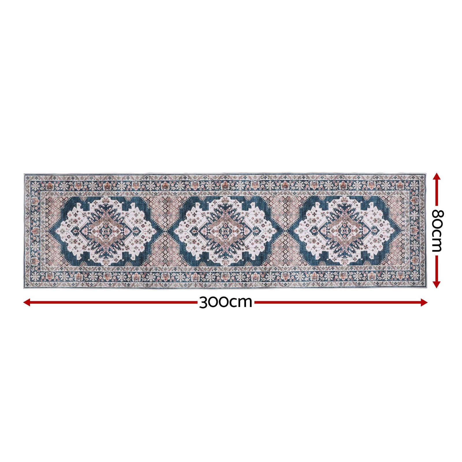 80 x 300 cm Washable Runner Area Rug No Hard Glue Quilt-Like Soft for Home Decor, 0.5cm Ultra-Thin Pet Friendly Bohemian Medallion Bedroom Carpet