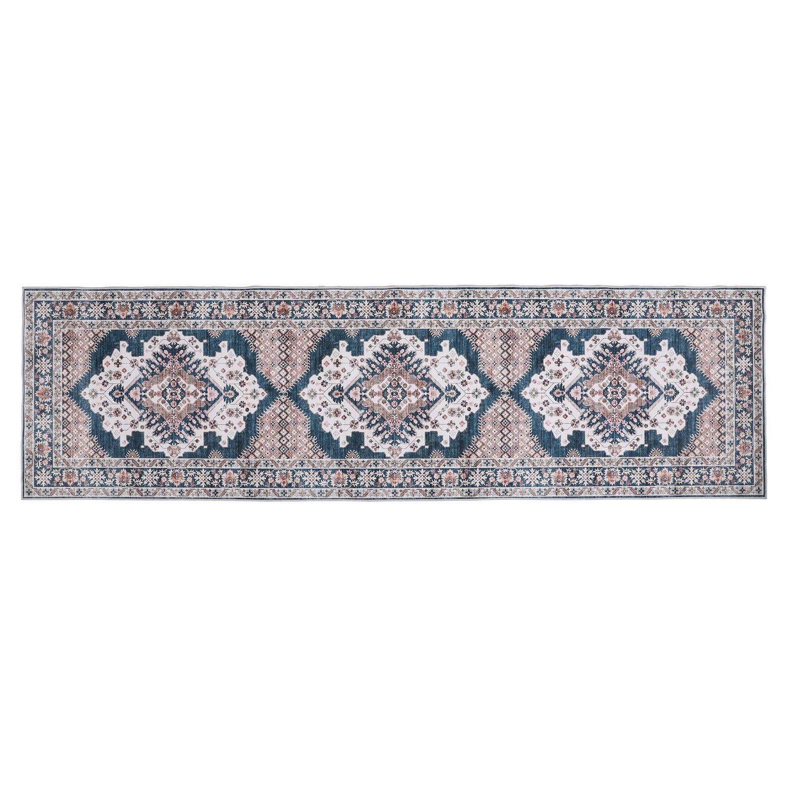 80 x 300 cm Washable Runner Area Rug No Hard Glue Quilt-Like Soft for Home Decor, 0.5cm Ultra-Thin Pet Friendly Bohemian Medallion Bedroom Carpet