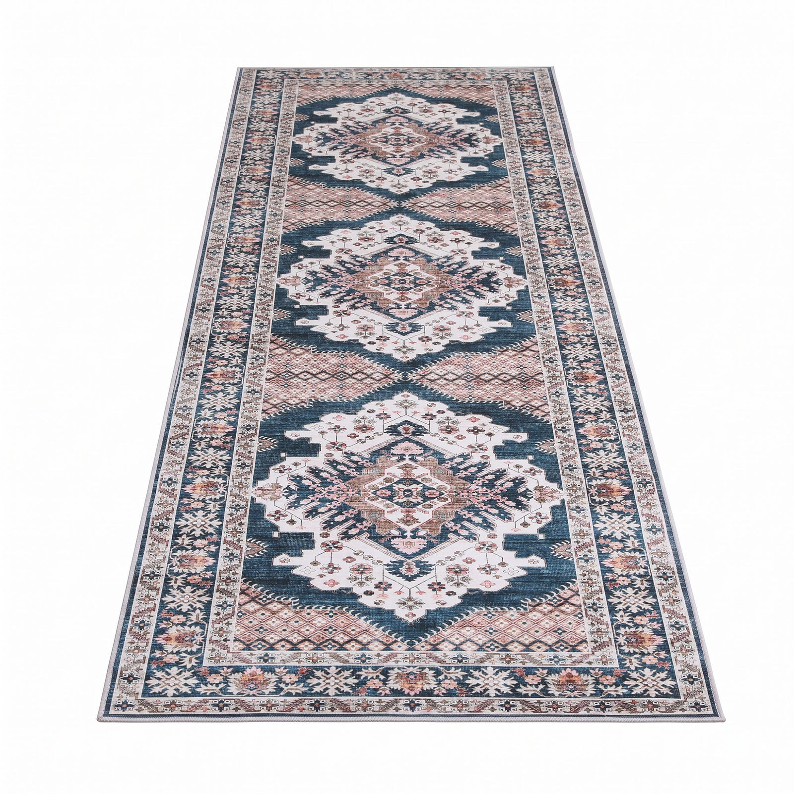 80 x 300 cm Washable Runner Area Rug No Hard Glue Quilt-Like Soft for Home Decor, 0.5cm Ultra-Thin Pet Friendly Bohemian Medallion Bedroom Carpet
