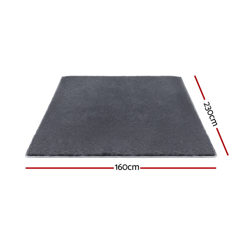 Floor Rug 160x230cm Plush Area Shaggy Rug Living Room Bedroom Carpet Grey