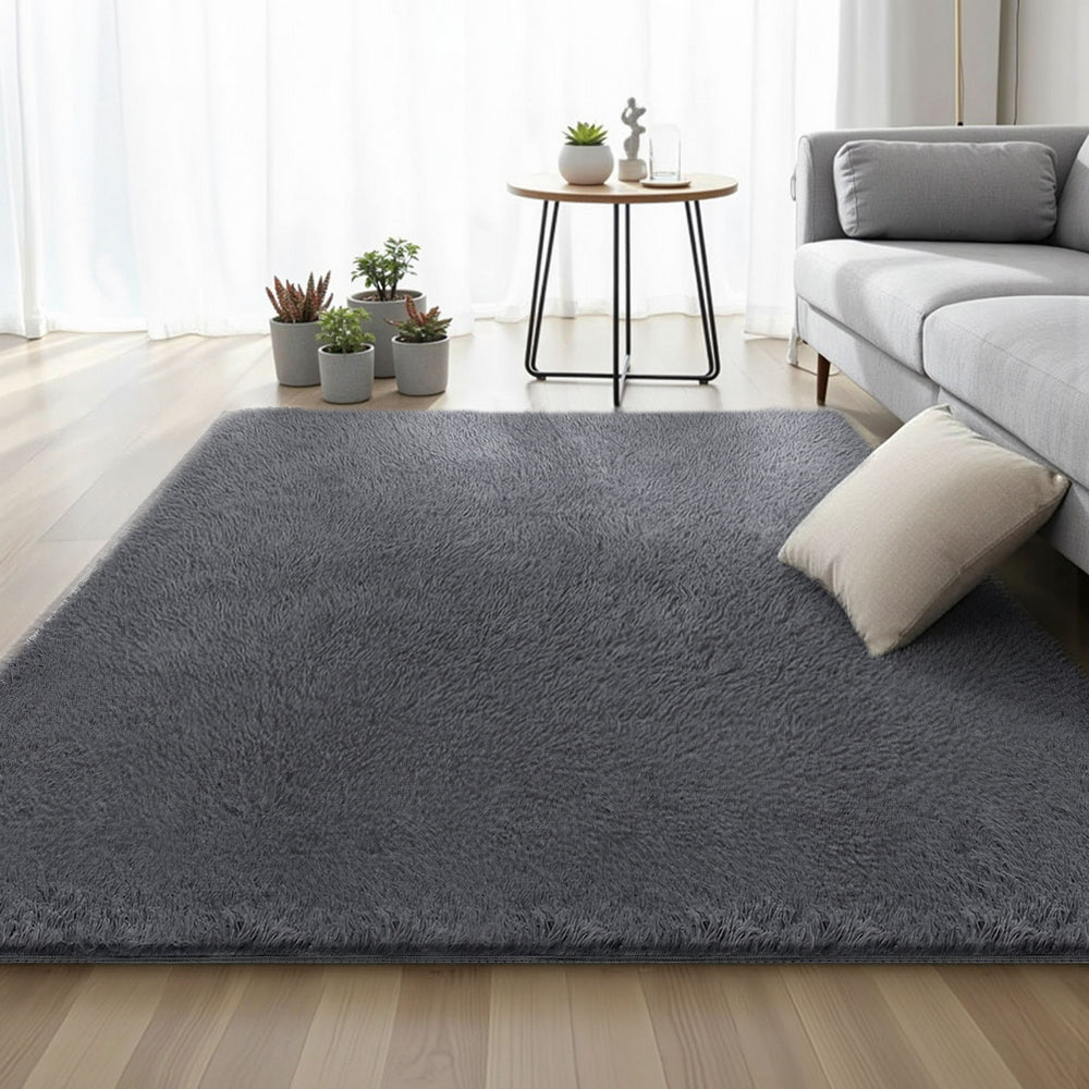 Floor Rug 160x230cm Plush Area Shaggy Rug Living Room Bedroom Carpet Grey