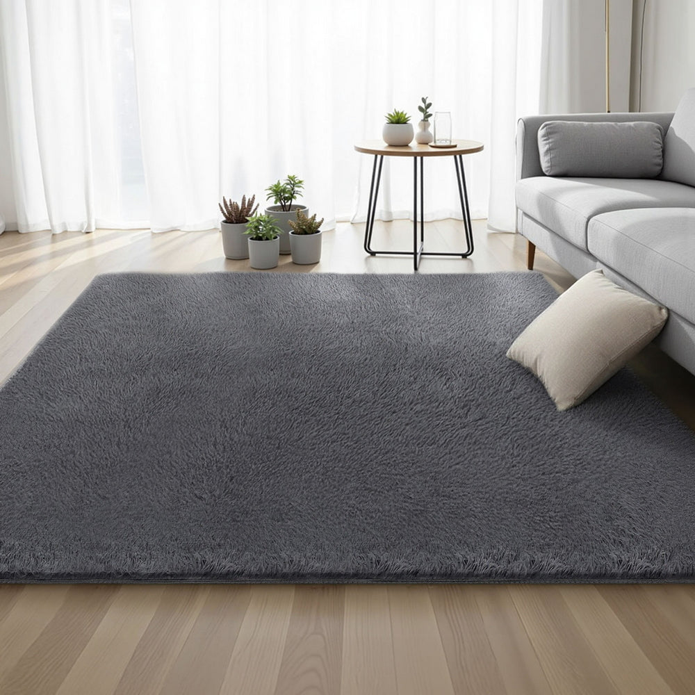 Floor Rug 200x230cm Plush Area Shaggy Rug Living Room Bedroom Carpet Grey