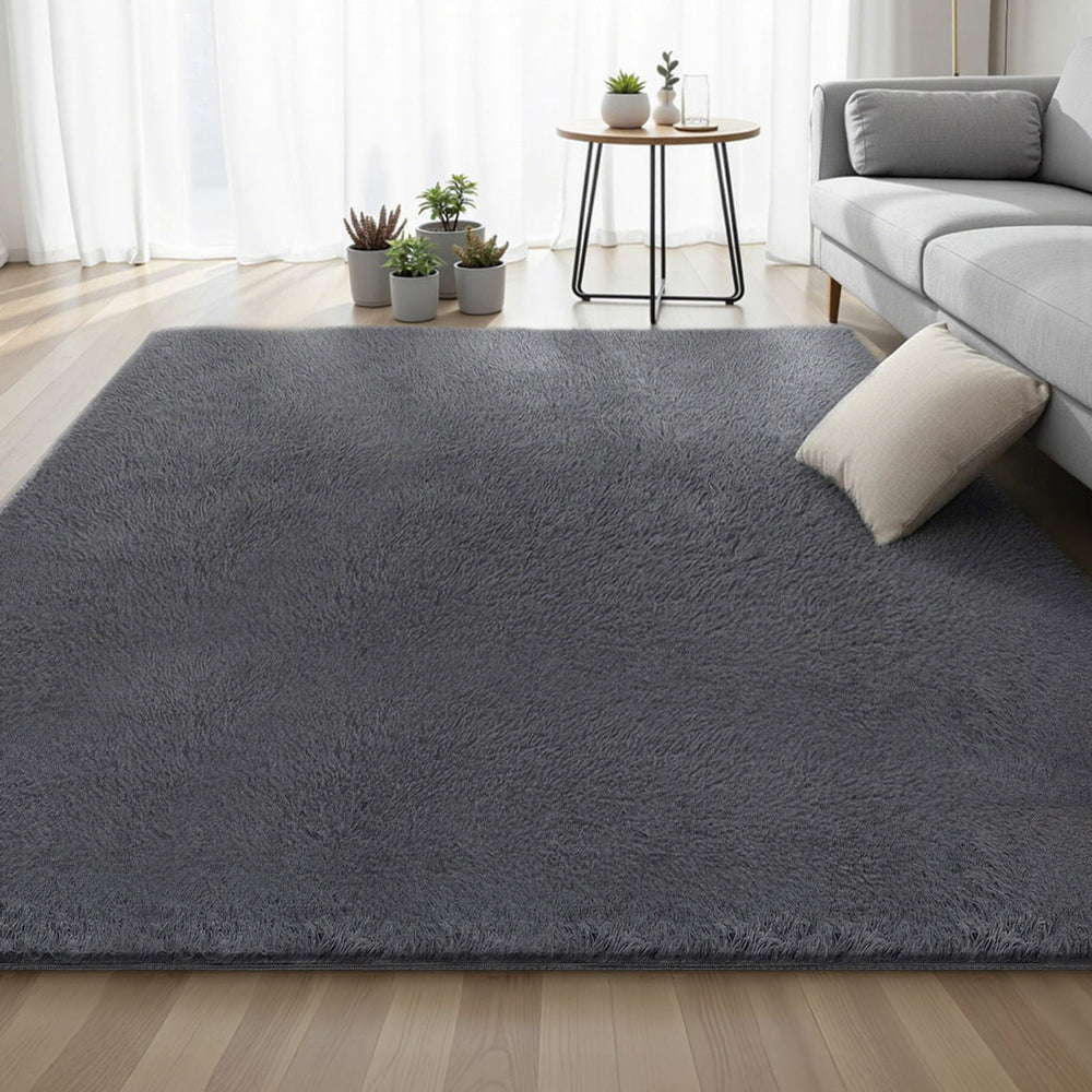 Floor Rug 200x290cm Plush Area Shaggy Rug Living Room Bedroom Carpet Grey