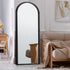 Wooden Full Length Mirror 166x60cm Arched Black