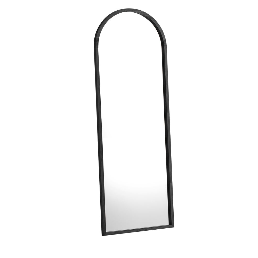 Wooden Full Length Mirror 166x60cm Arched Black