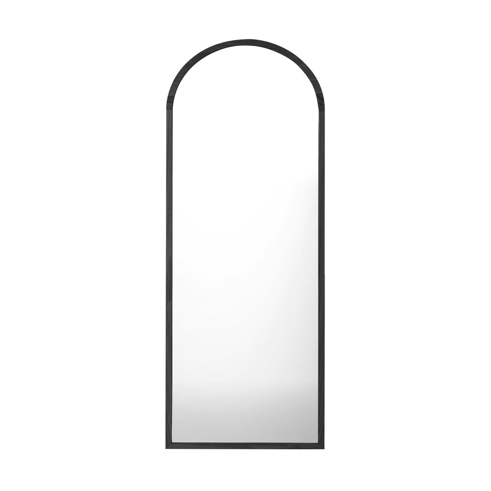 Wooden Full Length Mirror 166x60cm Arched Black