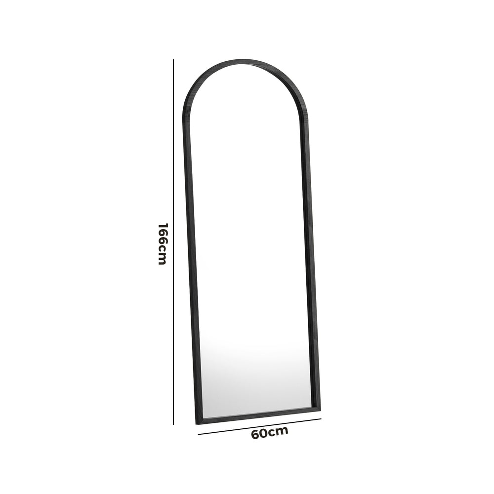 Wooden Full Length Mirror 166x60cm Arched Black