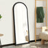 Wooden Full Length Mirror 166x60cm Arched Black