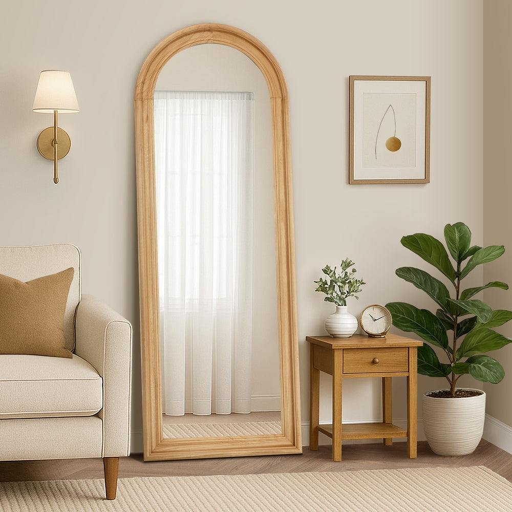 Full Length Mirror Elegance Arch 165x60cm Natural Wood