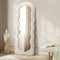Oikiture Full‑Length Mirror – 180×70cm, Boucle Frame, Shatterproof Glass, White
