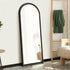Oikiture Wooden Full Length Mirror 166x60cm Arched Floor Mirror Black