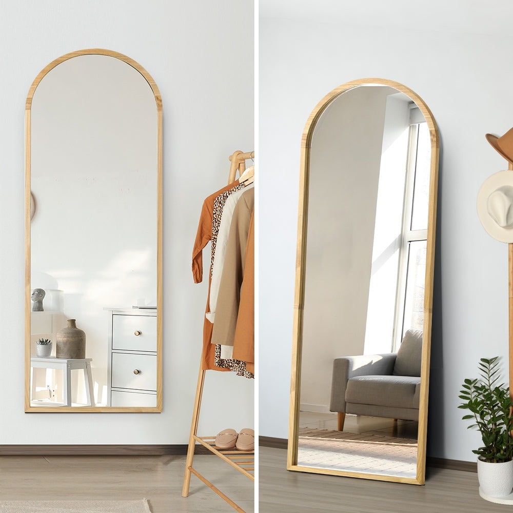 Wooden Full Length Mirror 180x70cm Arched Floor Mirrors