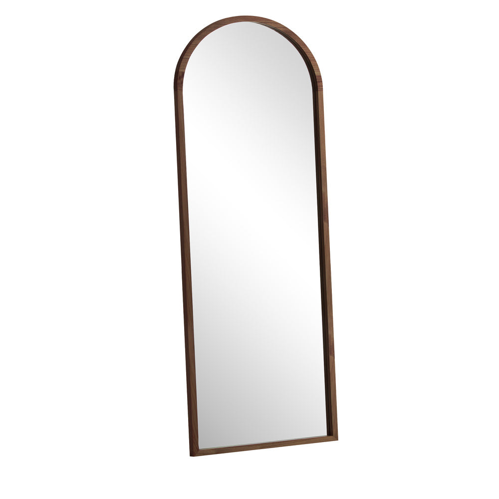 Wooden Full Length Mirror 180x70cm Arched Floor Mirrors Brown