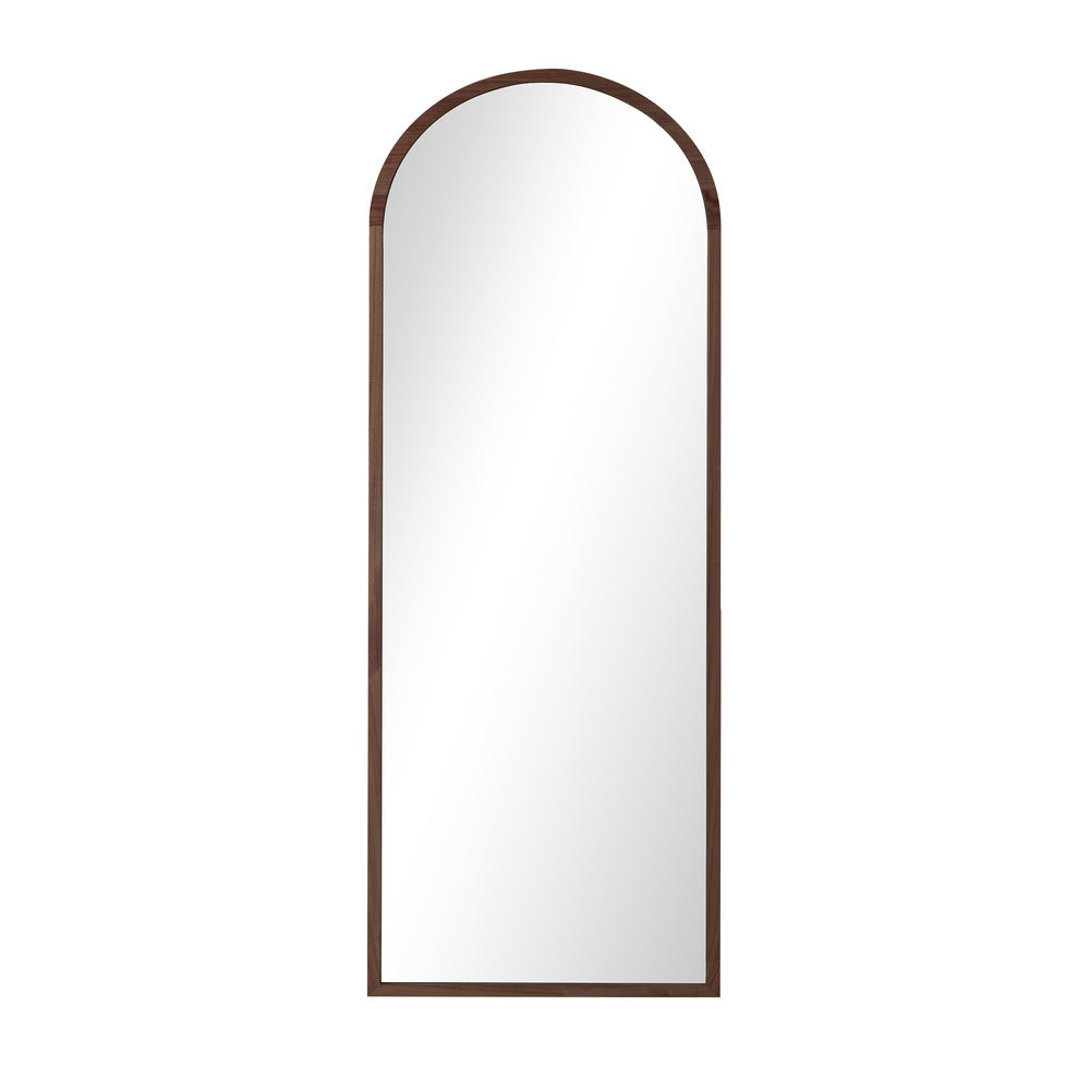 Wooden Full Length Mirror 180x70cm Arched Floor Mirrors Brown