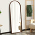 Wooden Full Length Mirror 180x70cm Arched Floor Mirrors Brown