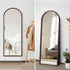 Wooden Full Length Mirror 180x70cm Arched Floor Mirrors Brown