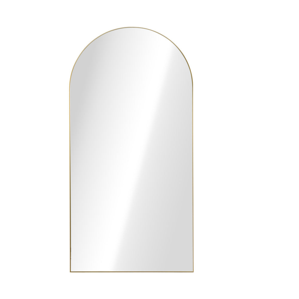 Oikiture Arched Full Length Floor Mirror Wall 200cm Gold