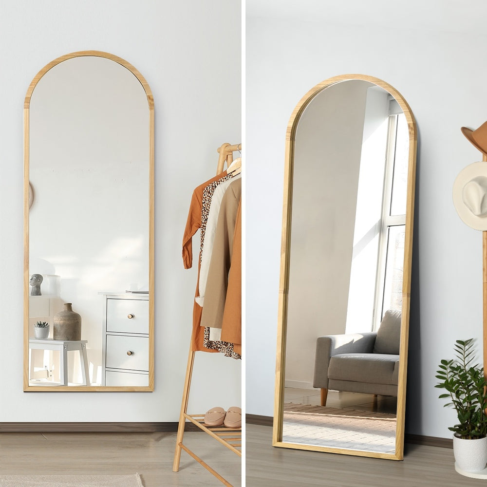 Oikiture Wooden Full Length Mirror 180x70cm Wavy Floor Mirrors