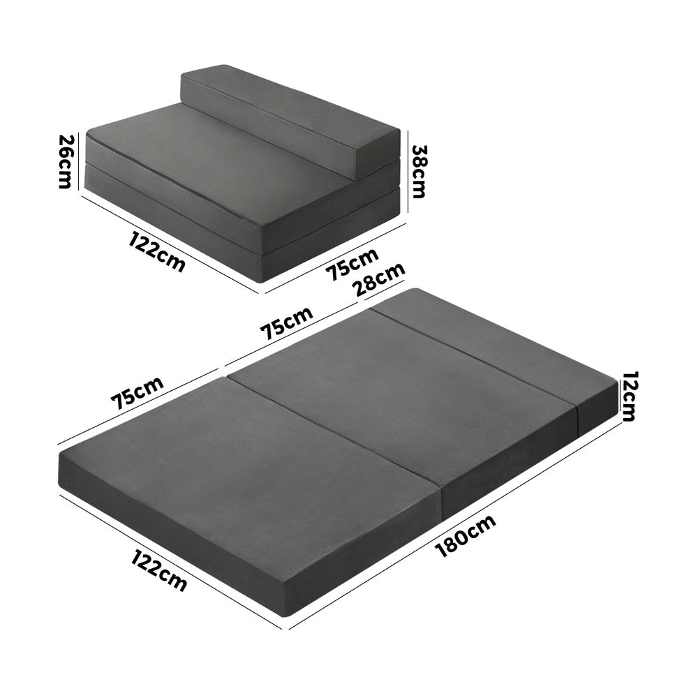 Folding Mattress Trifold Sleeping Cushion Mat Double