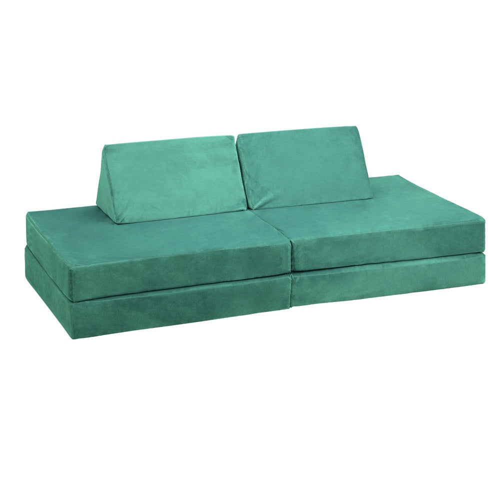 Oikiture 4Pcs Kids Play Couch Modular Lounge Cushion Green