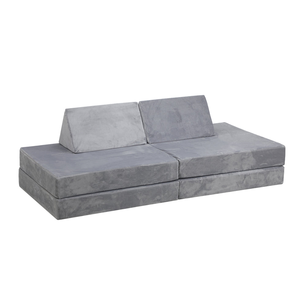 Kids Play Couch Modular Foam Sofa Bed DIY 2 Seater Grey