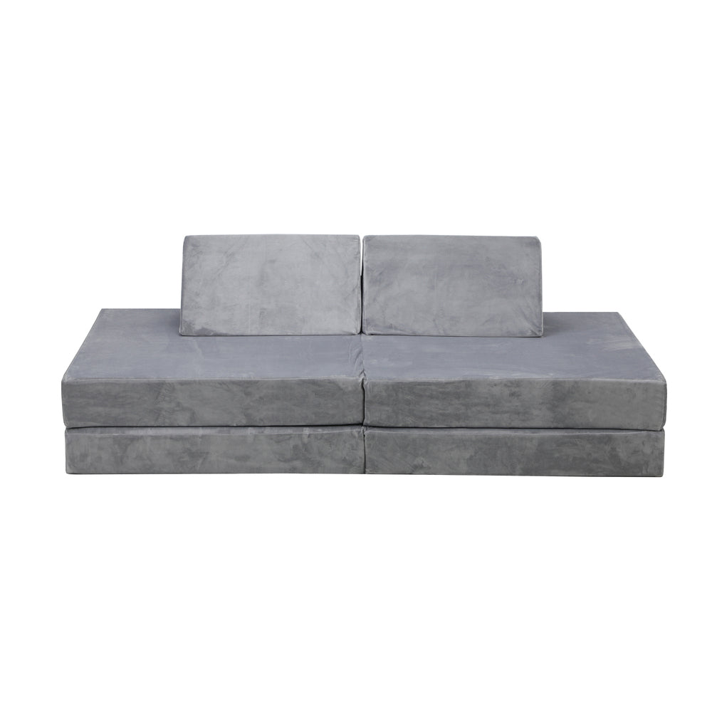 Kids Play Couch Modular Foam Sofa Bed DIY 2 Seater Grey